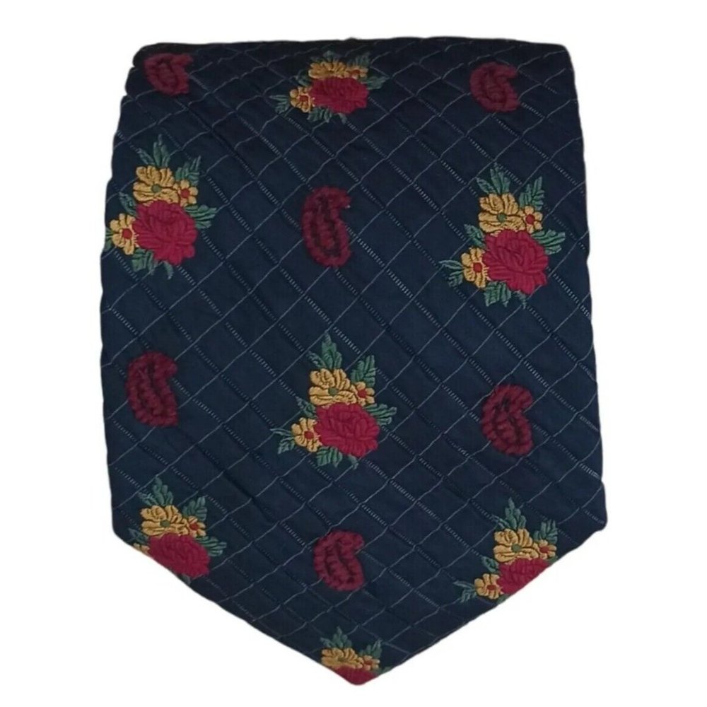KENZO HOMME Black Paisley Floral Silk Tie ITALY 58"/ 3.8" EC